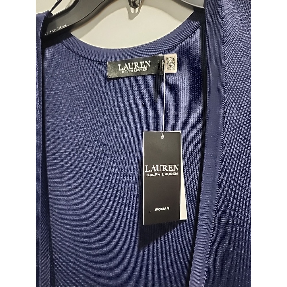 Lauren Ralph Lauren NWT Open Face Cardigan Womens 3X Blue/White Long-sleeve New - Picture 3 of 7
